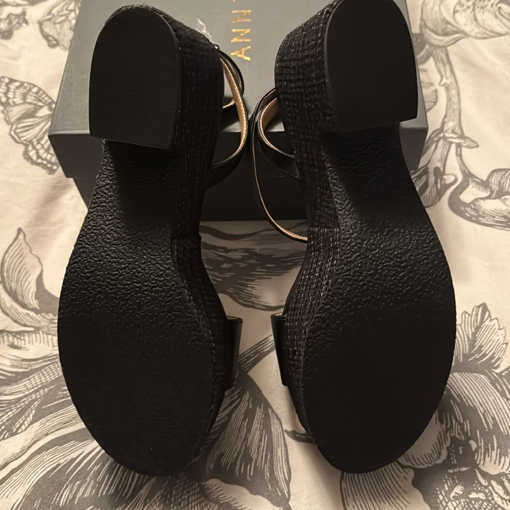 Ann Taylor Straw Platform Ankle Strap Sandals 839587